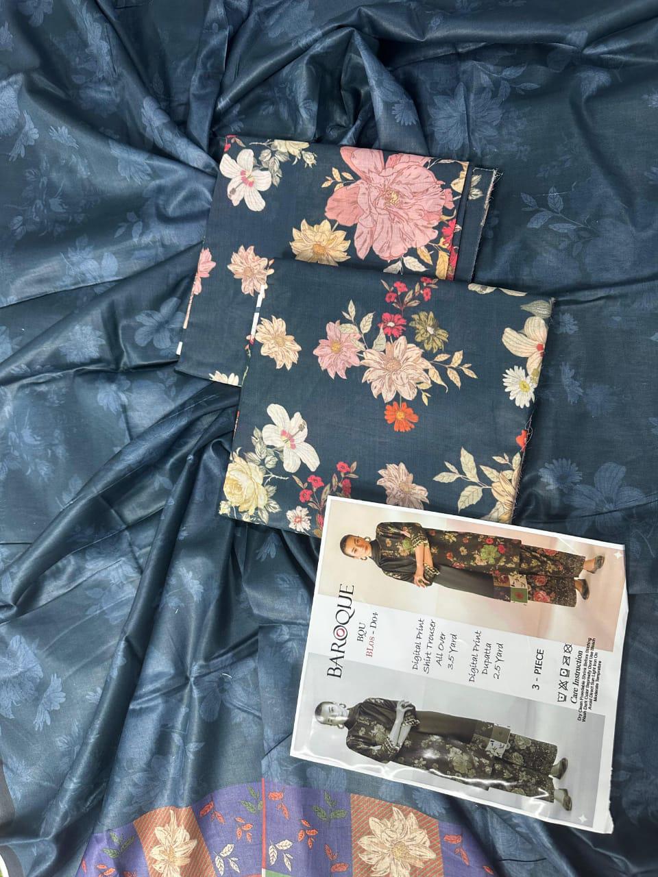 Baroque Digital Print 3-Piece Suit (Code: BL08-D-04)