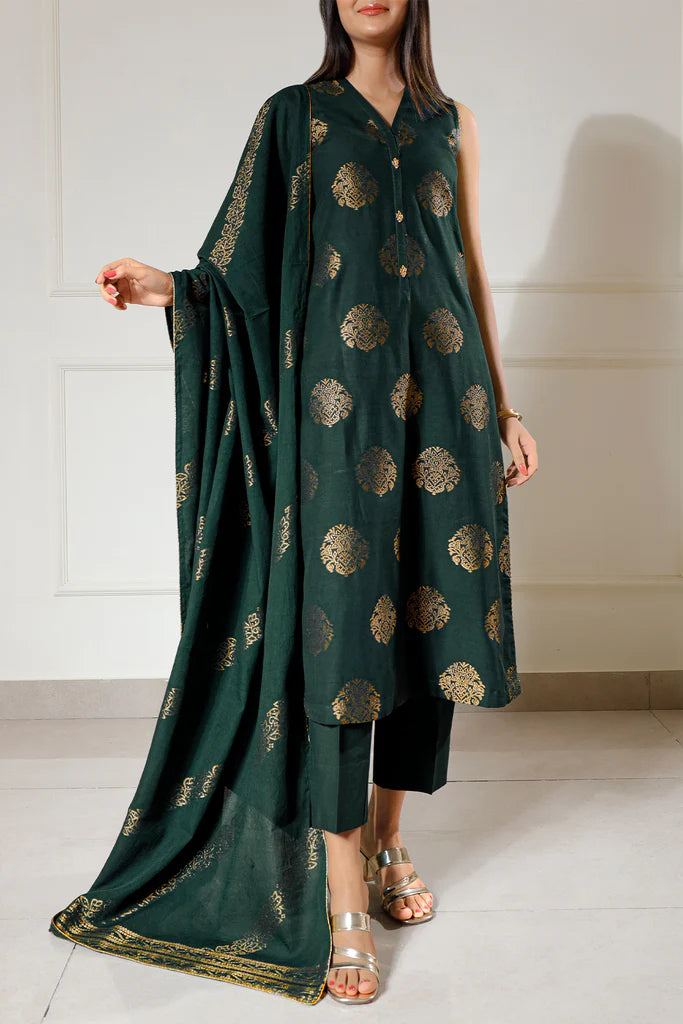 Unstitched Jacquard Cotton 3 Piece